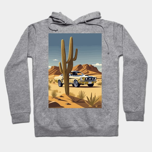 Muscle Car Shelby Desert Scene Hoodie by VENZ0LIC